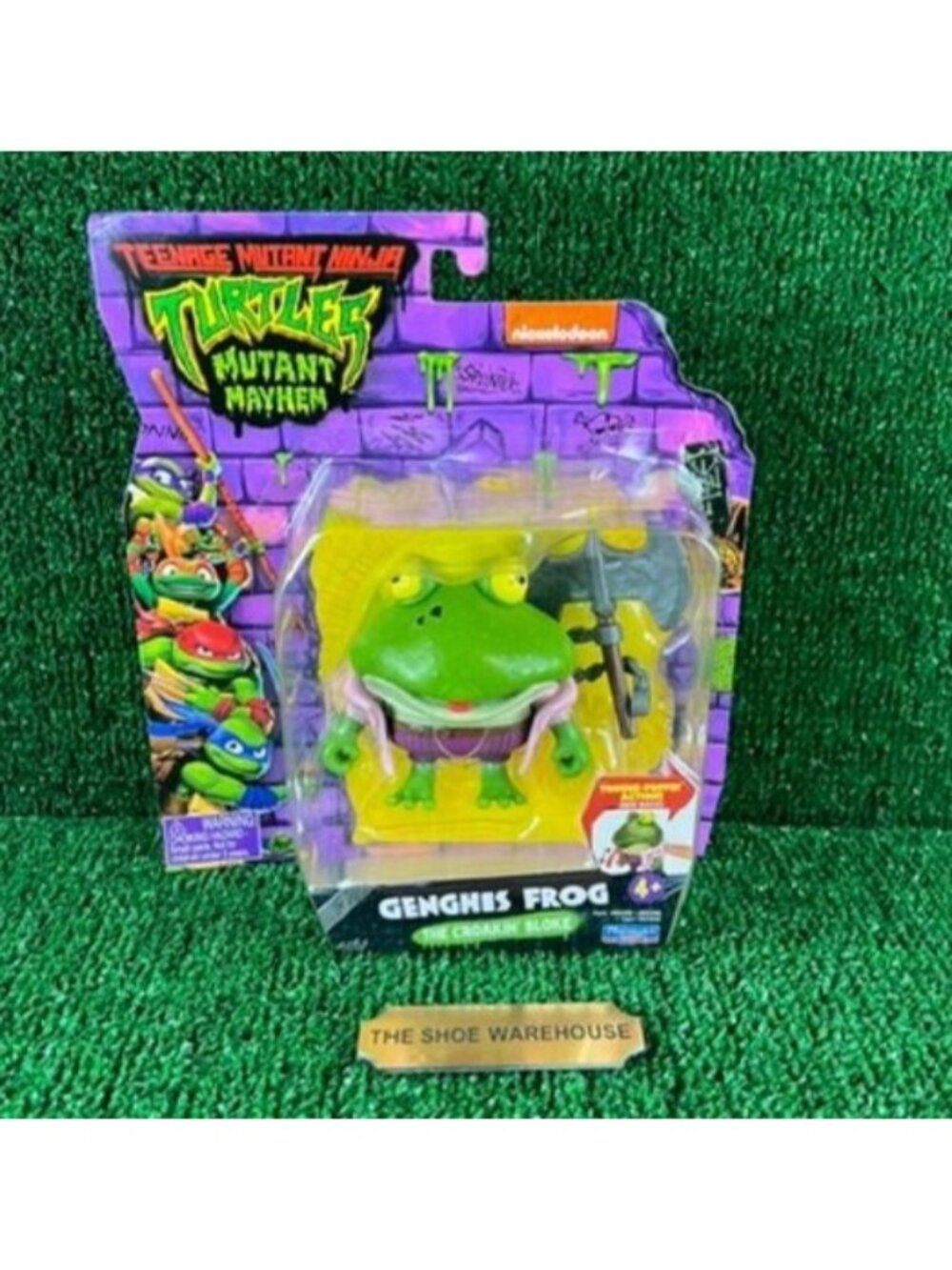 Playmates TMNT Mutant Mayhem Genghis Frog 4-Inch Figure Dark Green Axe NEW